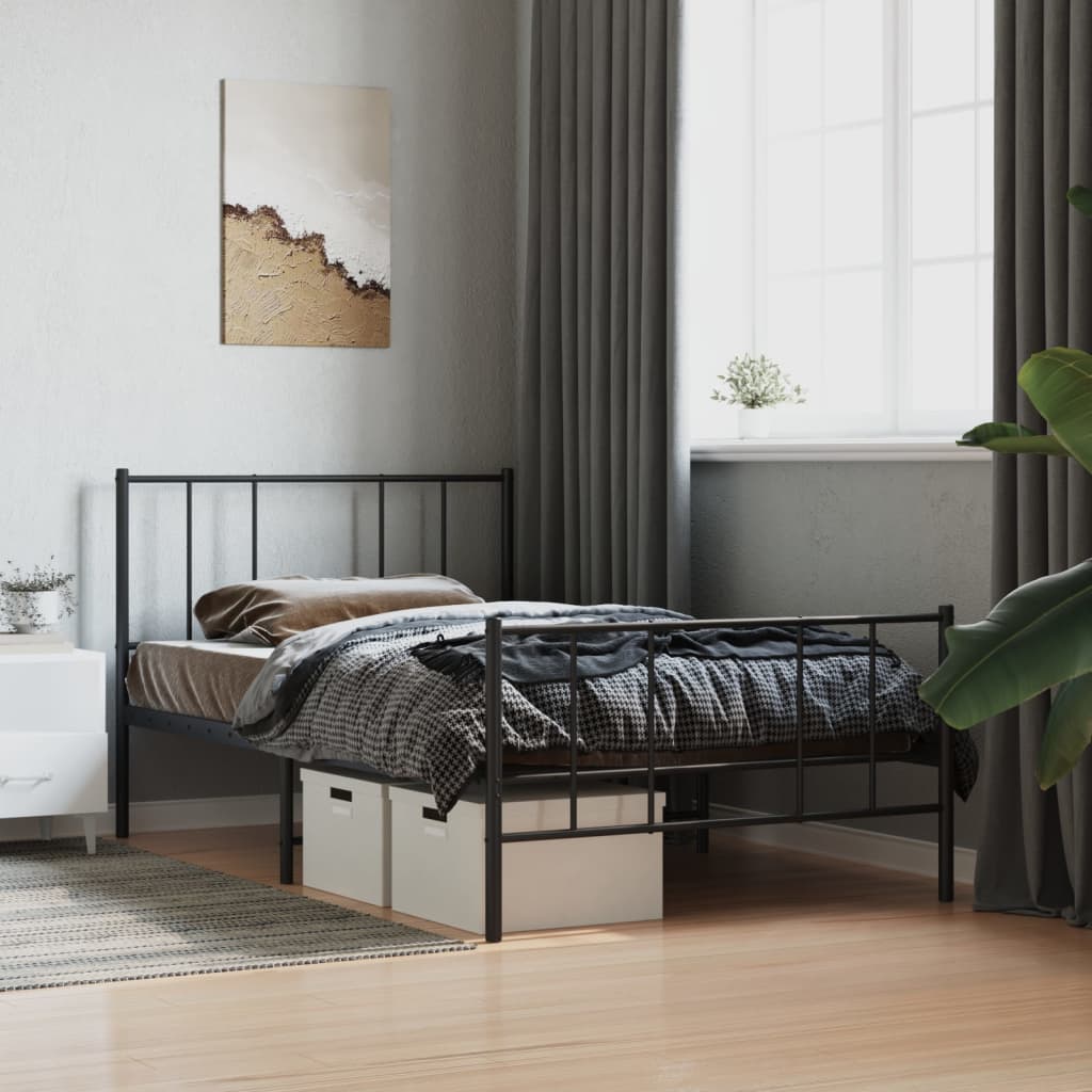 Metal Bed Frame Without Mattress With Footboard