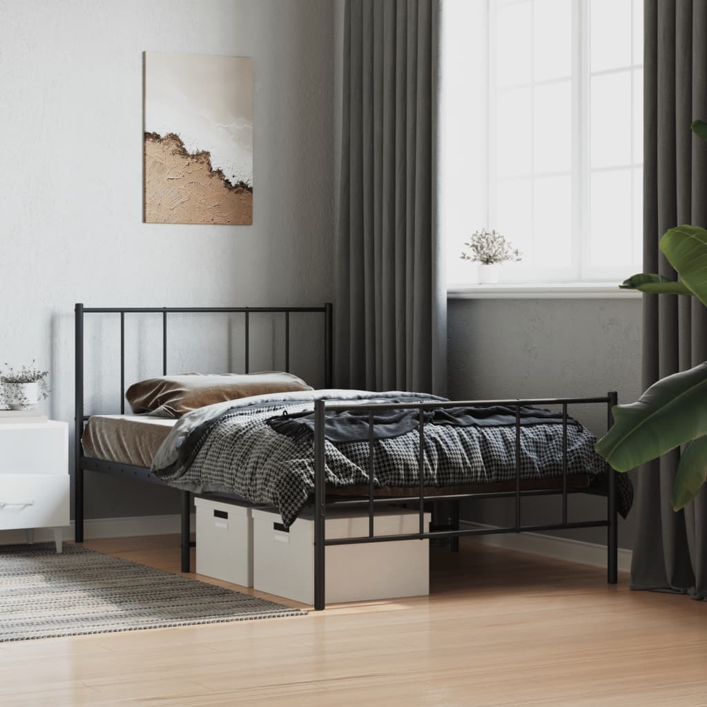 Metal Bed Frame Without Mattress With Footboard