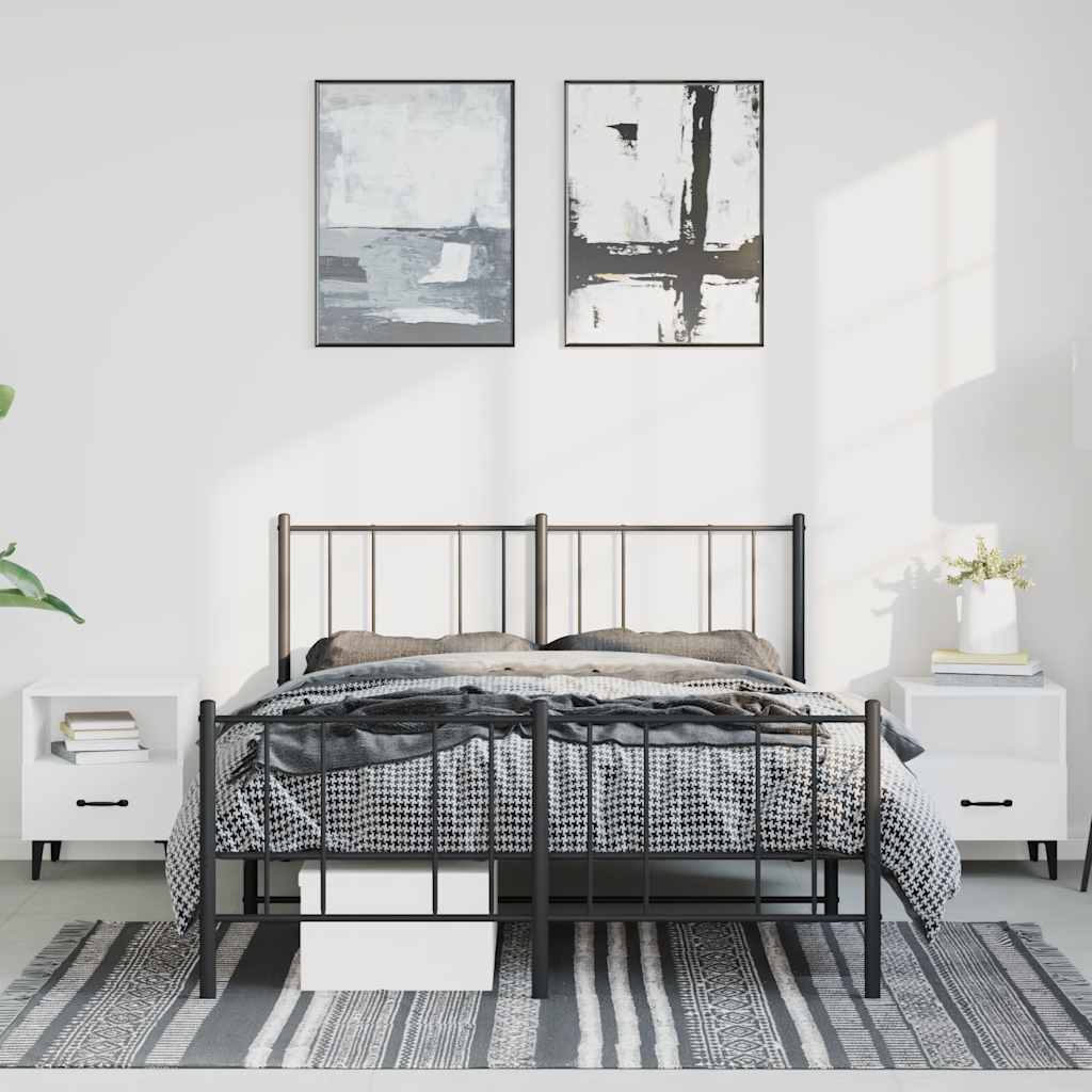 Metal Bed Frame Without Mattress With Footboard