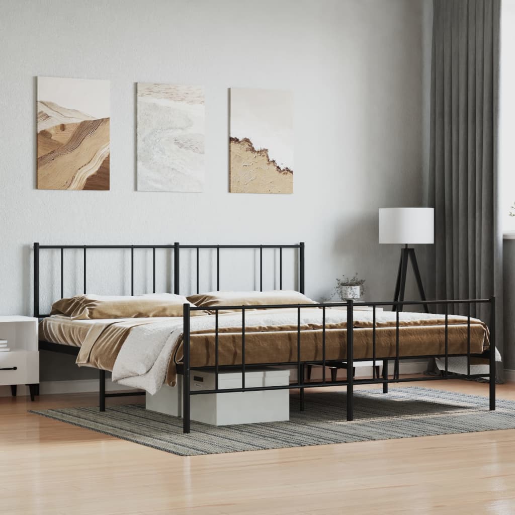 Metal Bed Frame Without Mattress With Footboard