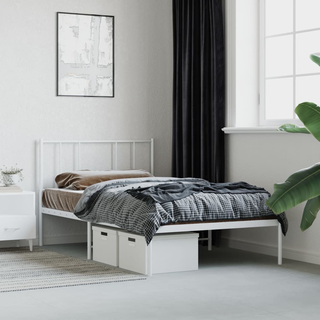 Metal Bed Frame Without Mattress With Footboard