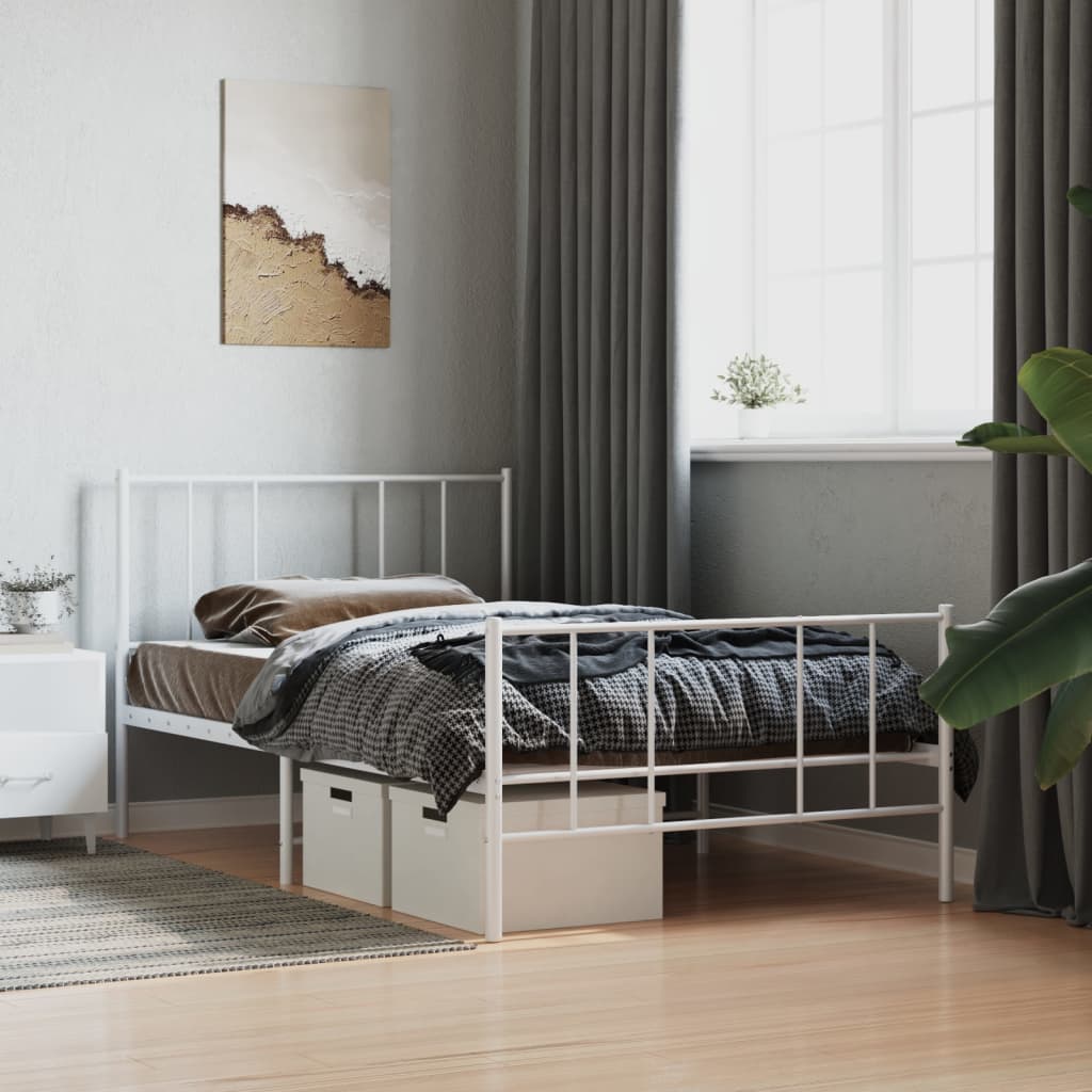 Metal Bed Frame Without Mattress With Footboard