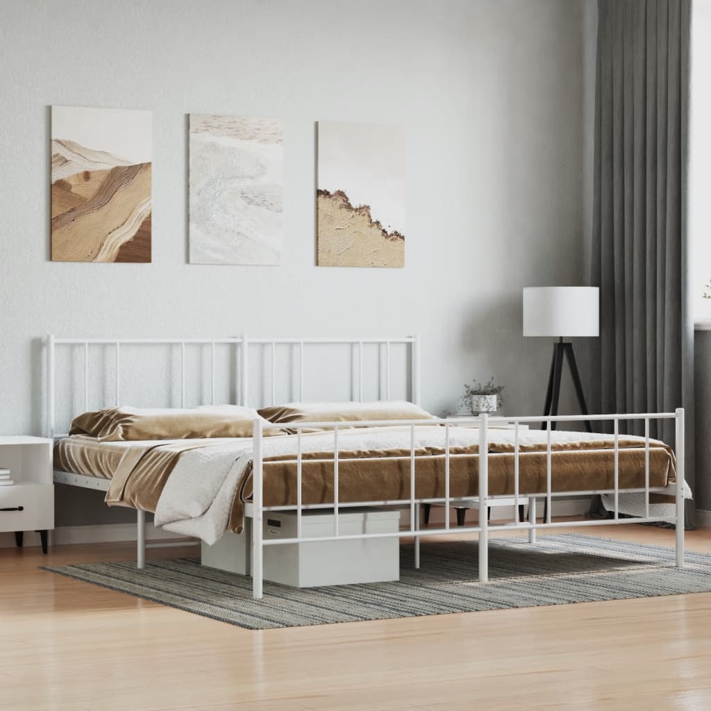 Metal Bed Frame Without Mattress With Footboard
