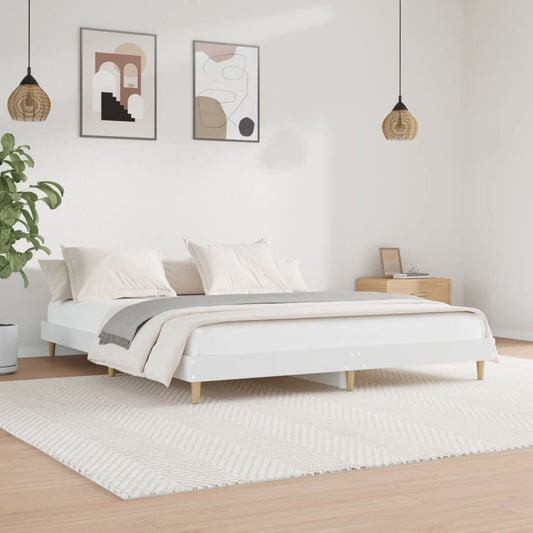 Bed Frame Without Mattress White 150X200 Cm Engineered Wood
