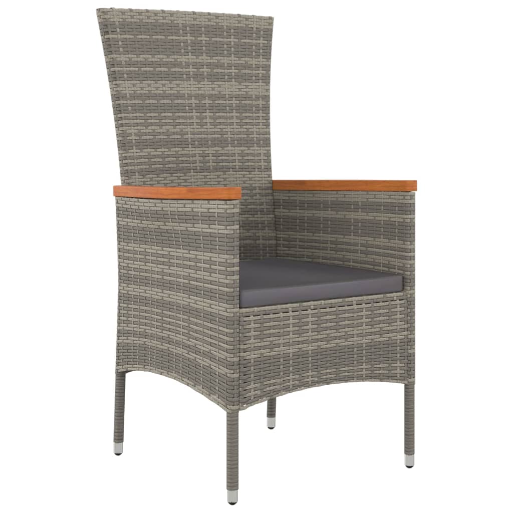 5 Piece Garden Dining Set With Cushions Grey Poly Rattan