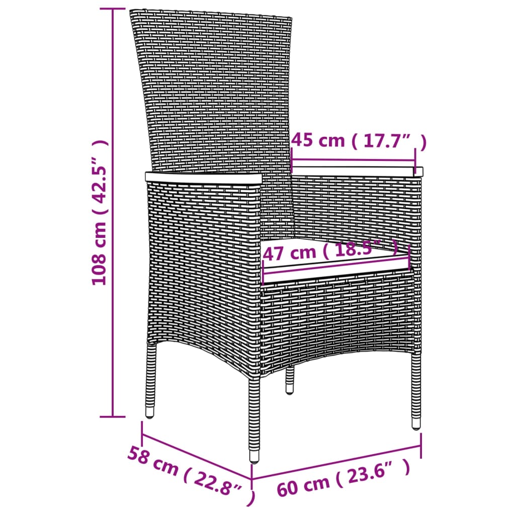5 Piece Garden Dining Set With Cushions Grey Poly Rattan