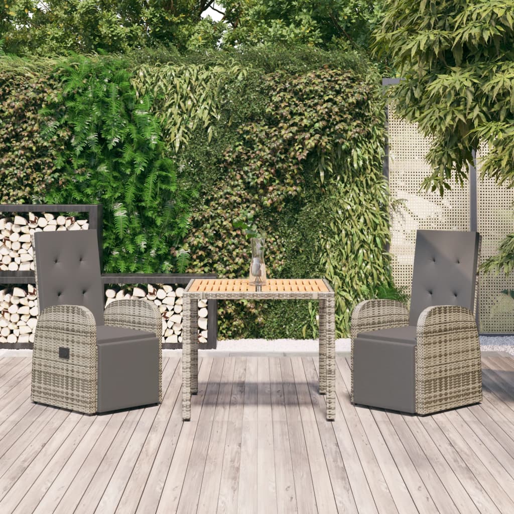 5 Piece Garden Dining Set With Cushions Grey Poly Rattan