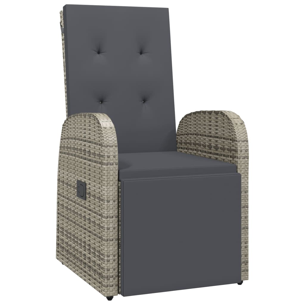 5 Piece Garden Dining Set With Cushions Grey Poly Rattan