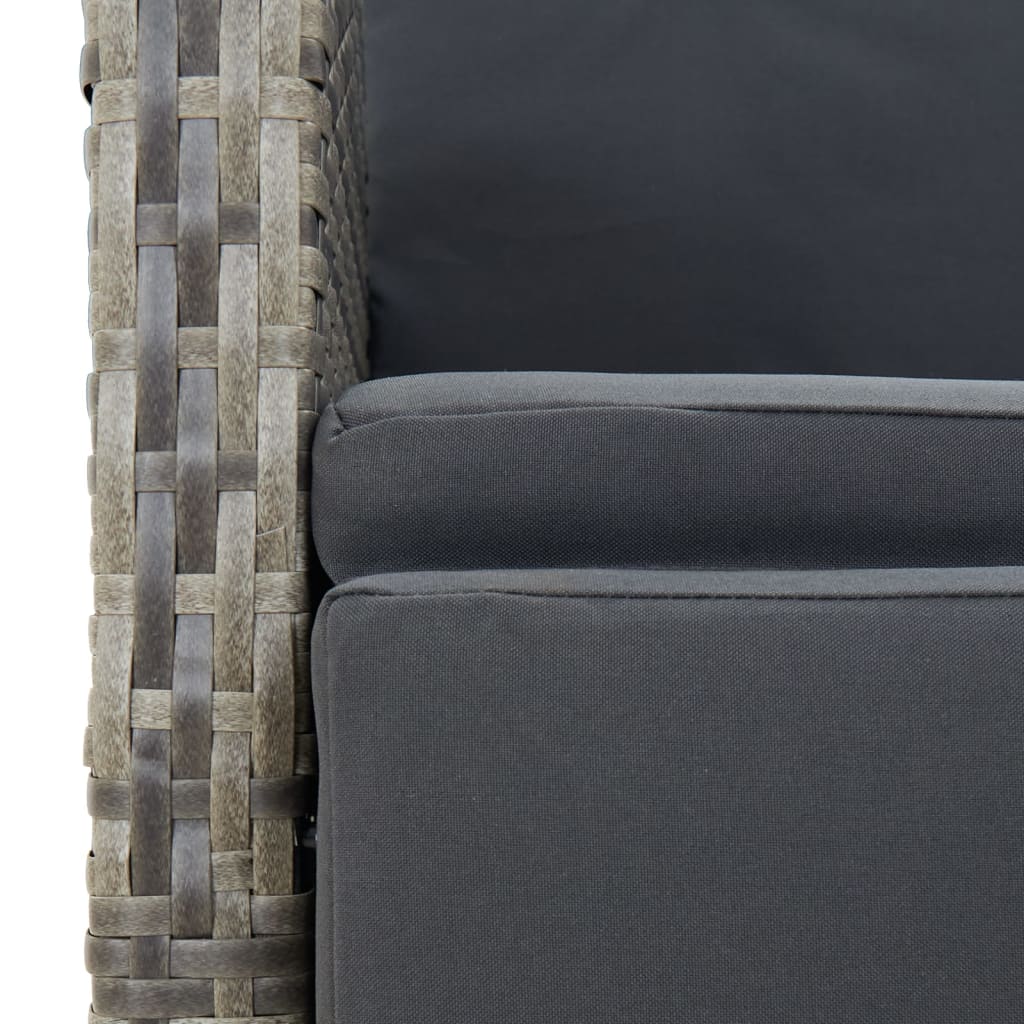 5 Piece Garden Dining Set With Cushions Grey Poly Rattan