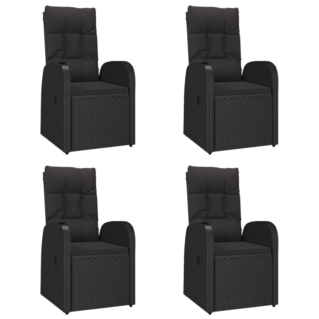 5 Piece Garden Dining Set With Cushions Grey Poly Rattan