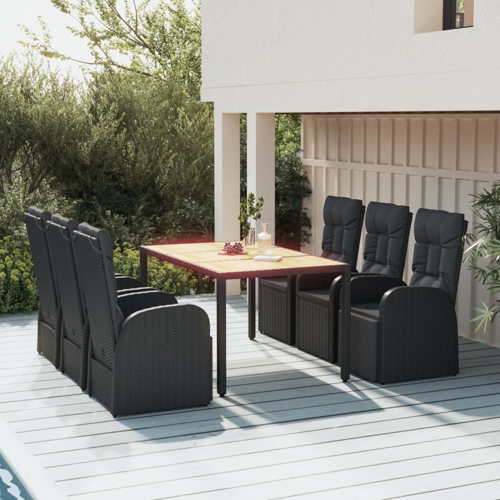 5 Piece Garden Dining Set With Cushions Grey Poly Rattan