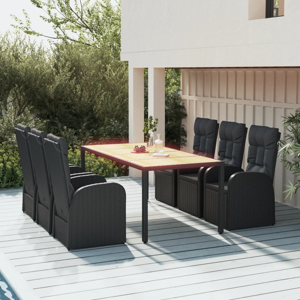 5 Piece Garden Dining Set With Cushions Grey Poly Rattan