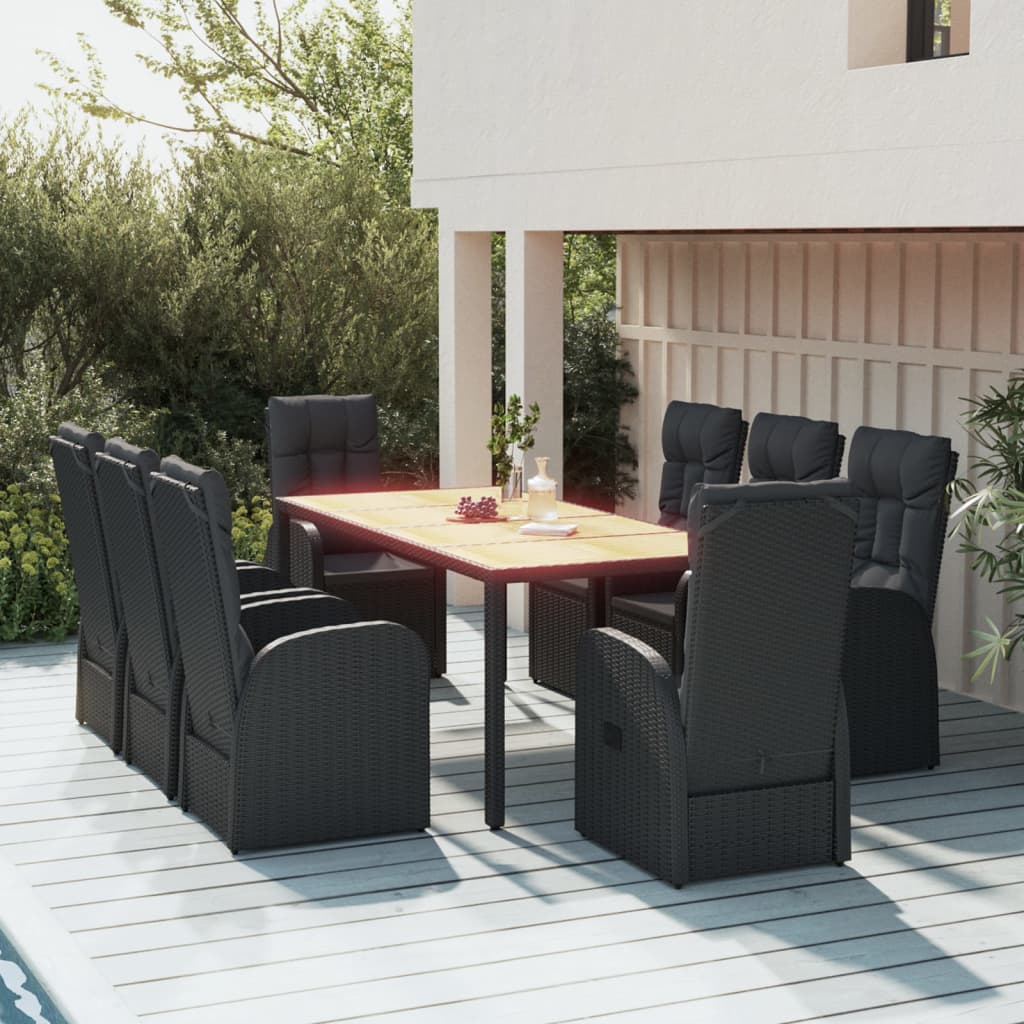 5 Piece Garden Dining Set With Cushions Grey Poly Rattan