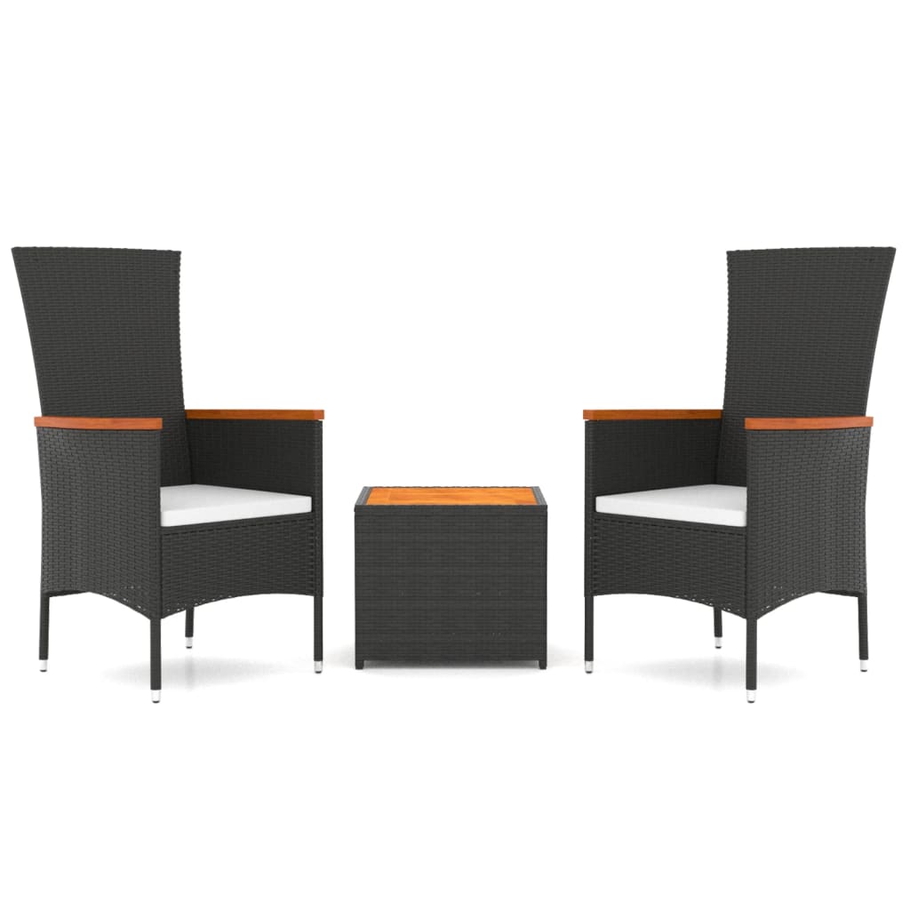 3 Piece Garden Lounge Set Poly Rattan&Solid Wood Acacia