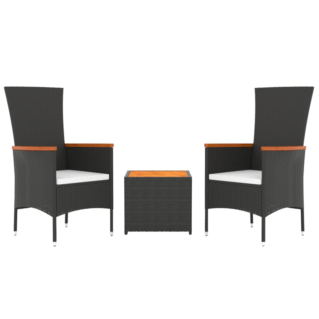 3 Piece Garden Lounge Set Poly Rattan&Solid Wood Acacia