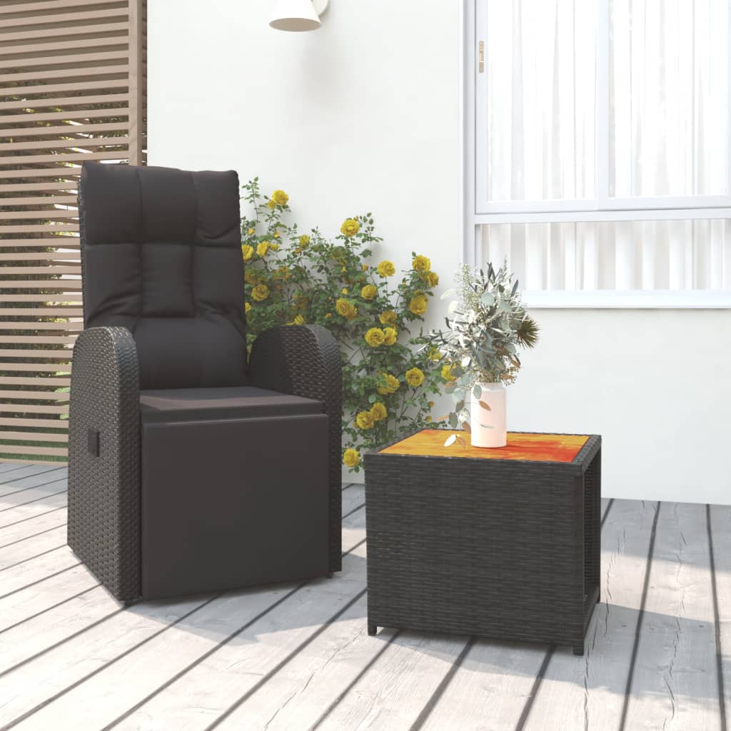3 Piece Garden Lounge Set Black Poly Rattan&