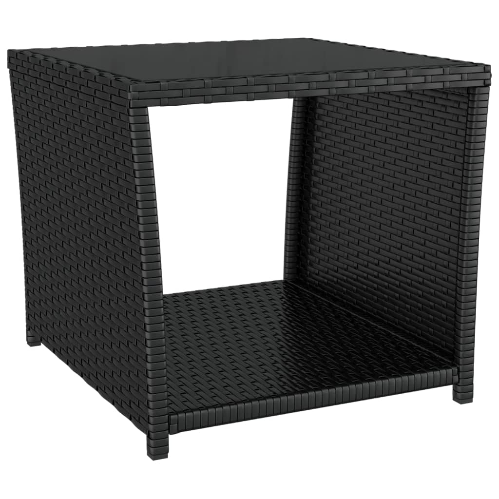 3 Piece Garden Lounge Set Black Poly Rattan&