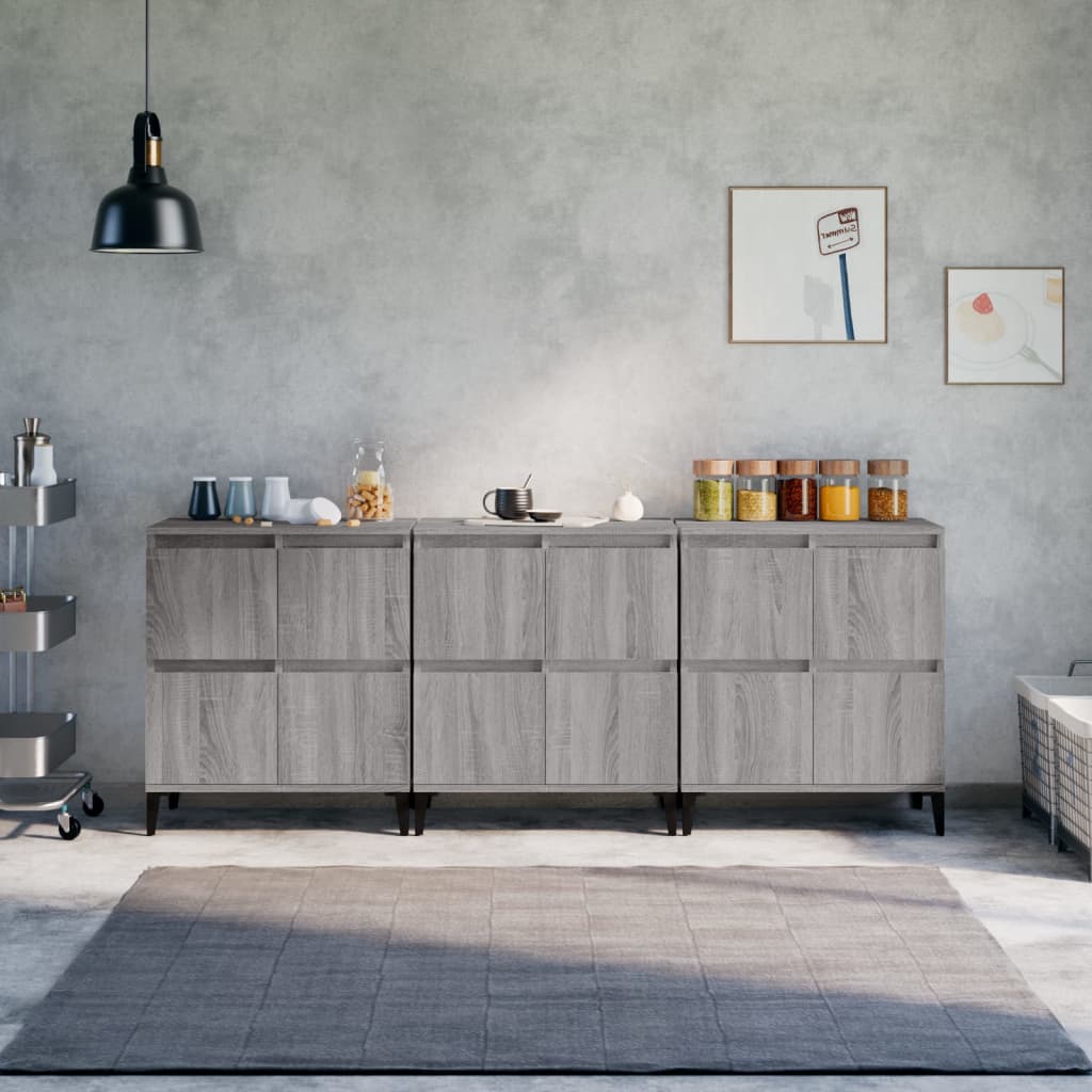 Sideboards 3 Pcs 60X35X70 Cm Engineered Wood