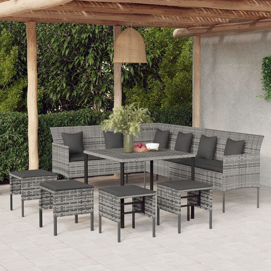 6 Piece Garden Dining Set With Cushions Poly Rattan