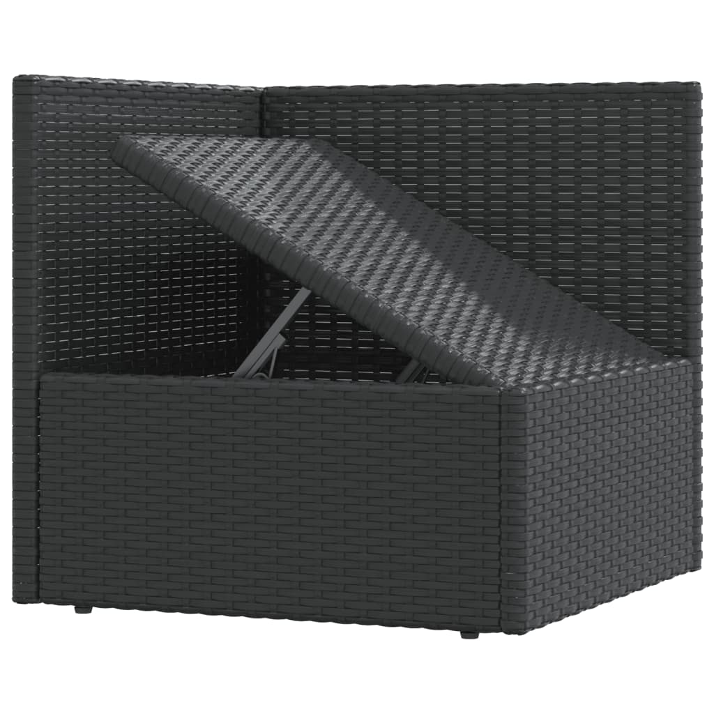 7 Piece Garden Lounge Set With Cushions Black Poly Rattan