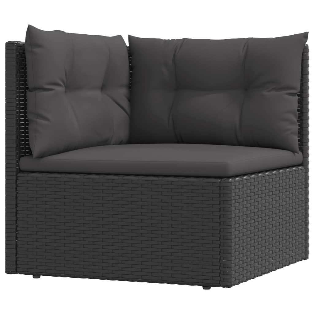 8 Piece Garden Lounge Set With Cushions Black Poly Rattan