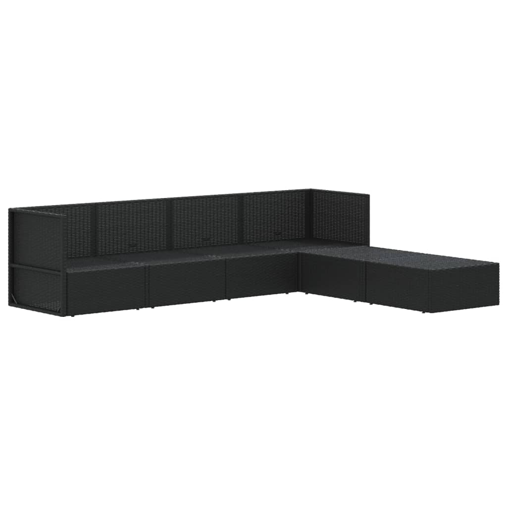 6 Piece Garden Lounge Set With Cushions Black Poly Rattan