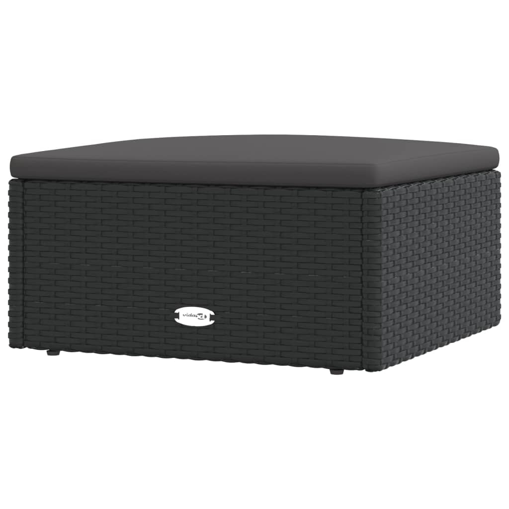 9 Piece Outdoor Sofa Set With Cushions Black Poly Rattan