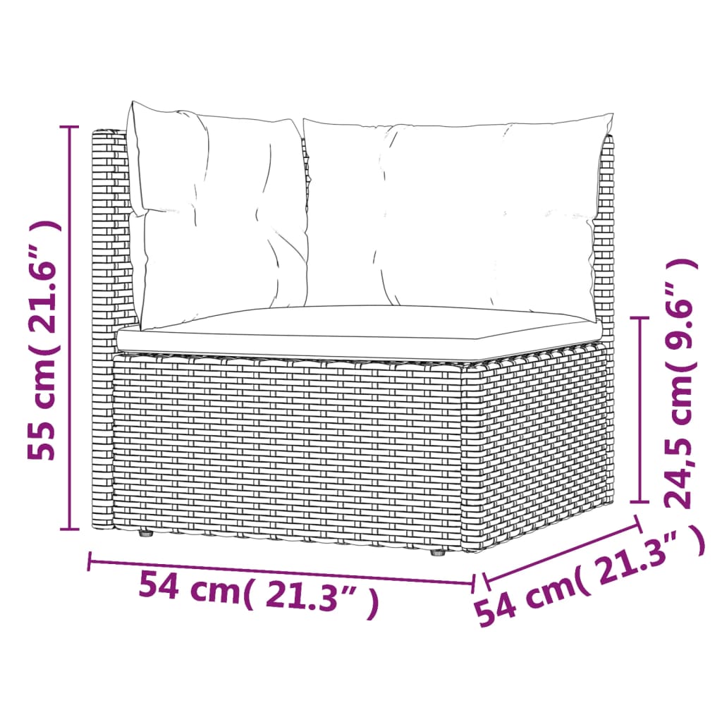 5 Piece Garden Lounge Set With Cushions Grey Poly Rattan