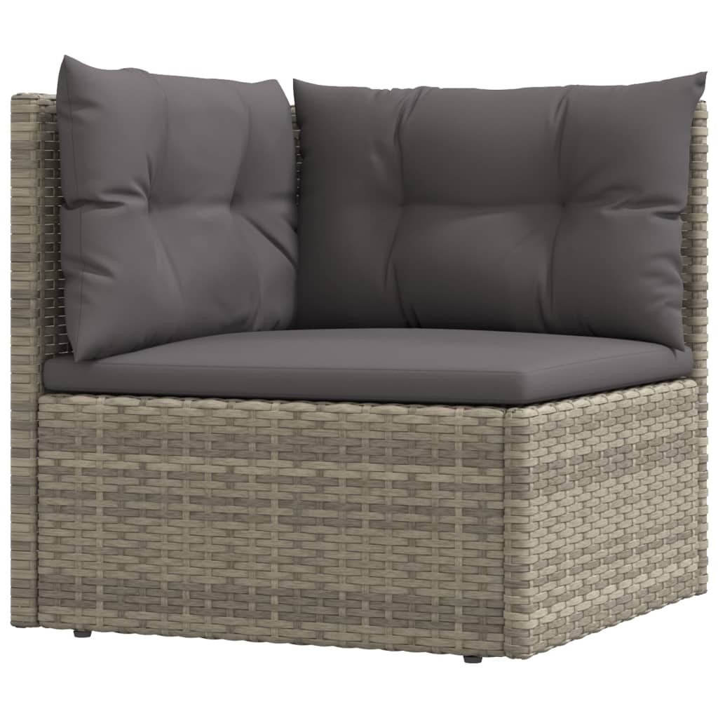 5 Piece Garden Lounge Set With Cushions Grey Poly Rattan
