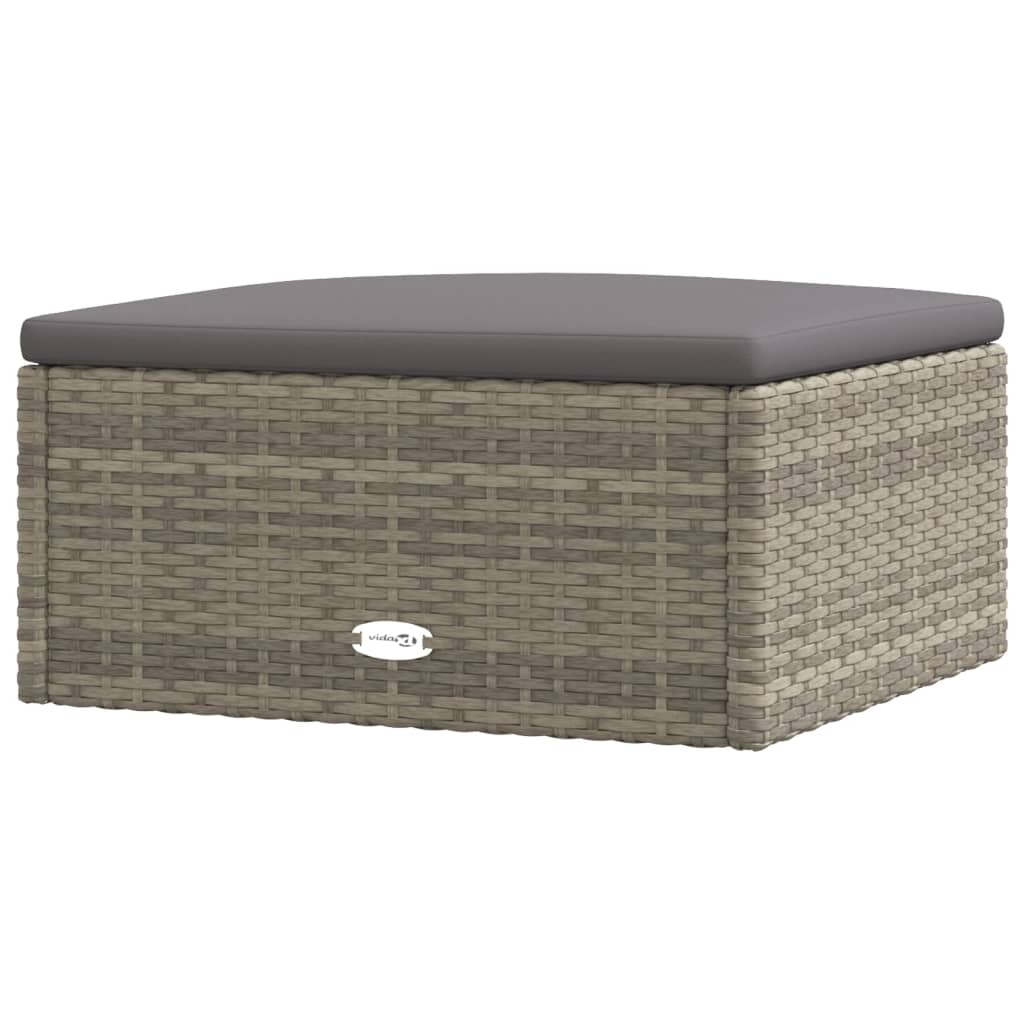 5 Piece Garden Lounge Set With Cushions Grey Poly Rattan
