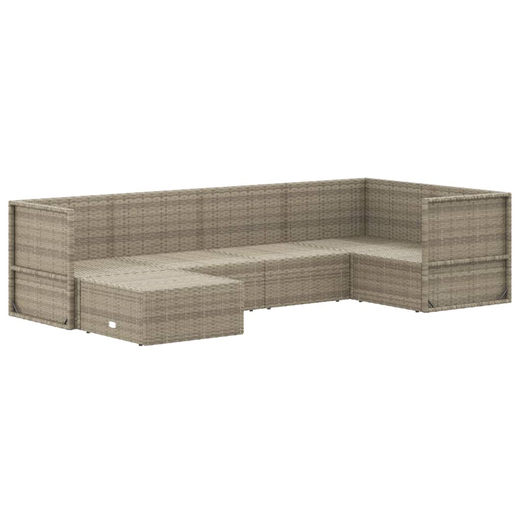 6 Piece Garden Lounge Set With Cushions Grey Poly Rattan
