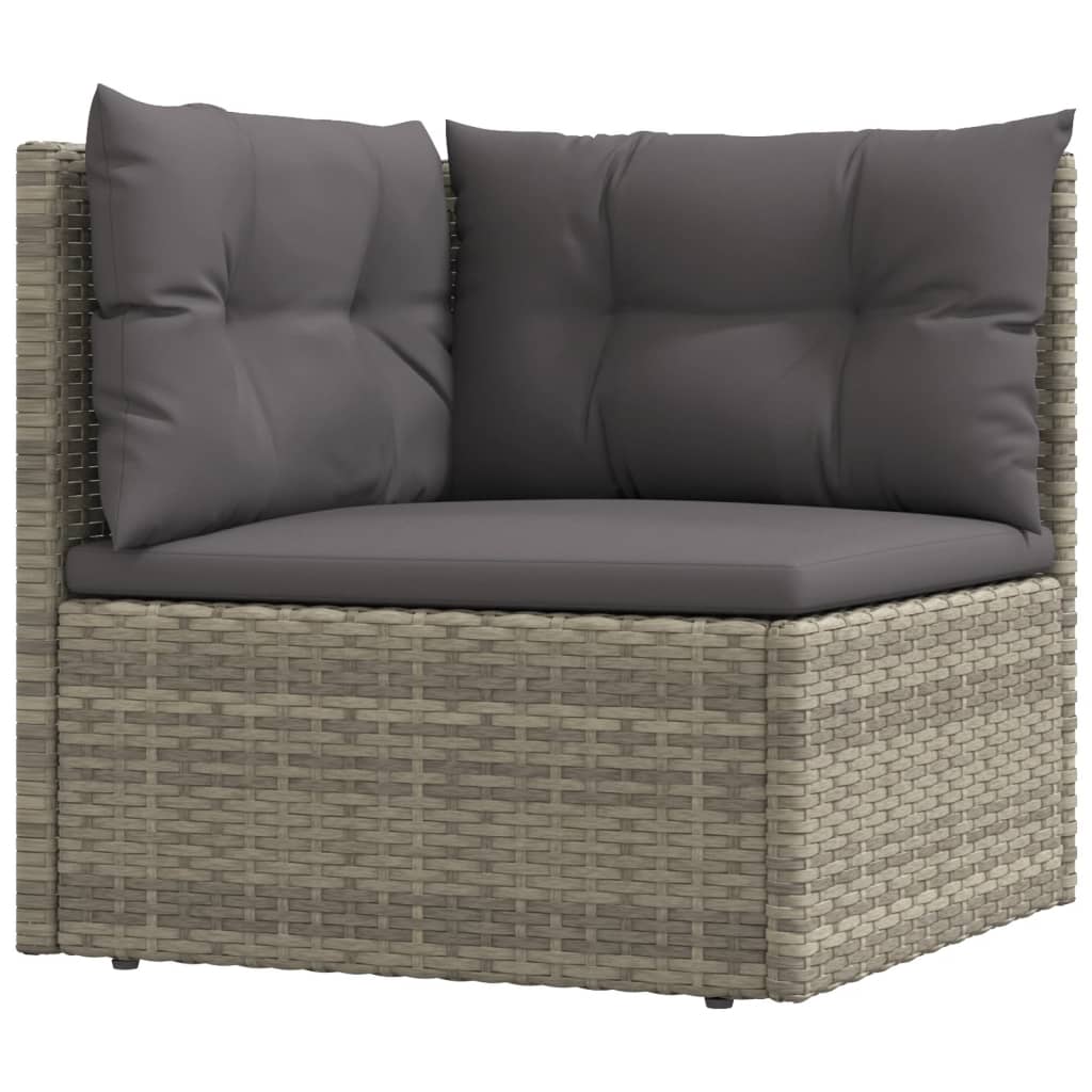 6 Piece Garden Lounge Set With Cushions Grey Poly Rattan