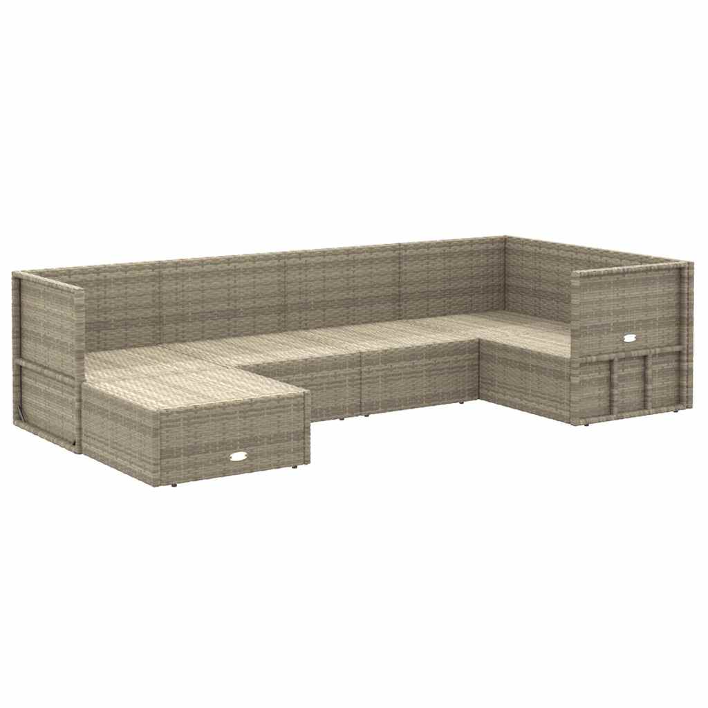 6 Piece Garden Lounge Set With Cushions Grey Poly Rattan