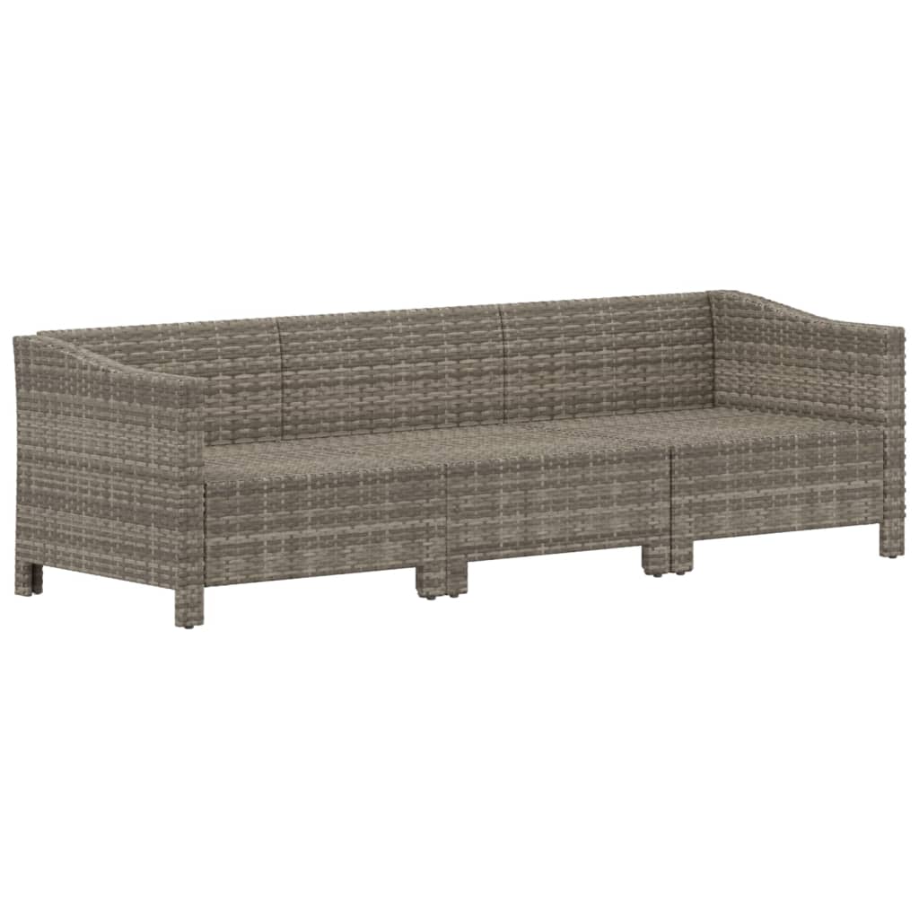3 Piece Garden Lounge Set With Cushions Grey Poly Rattan