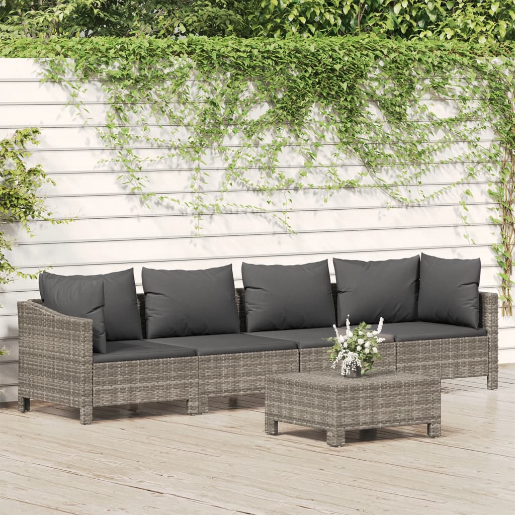 3 Piece Garden Lounge Set With Cushions Grey Poly Rattan