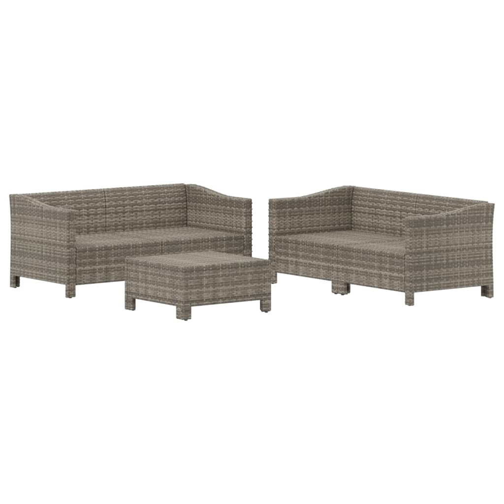 5 Piece Garden Lounge Set With Cushions Grey Poly Rattan