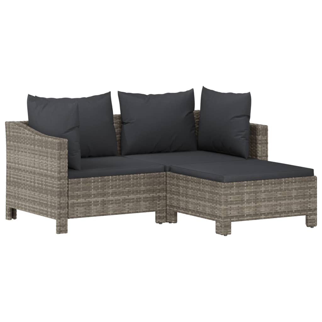 5 Piece Garden Lounge Set With Cushions Grey Poly Rattan