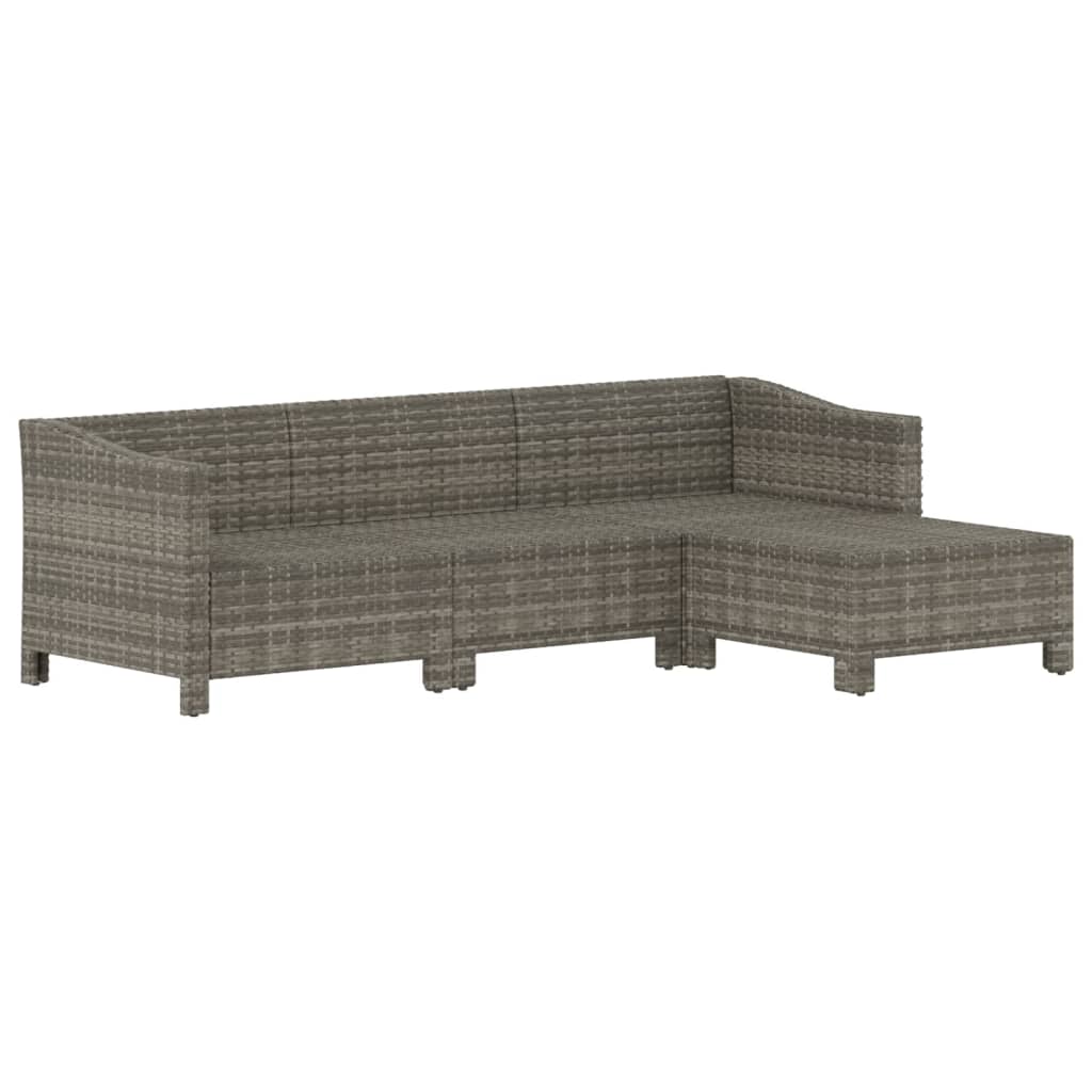 4 Piece Garden Lounge Set With Cushions Grey Poly Rattan