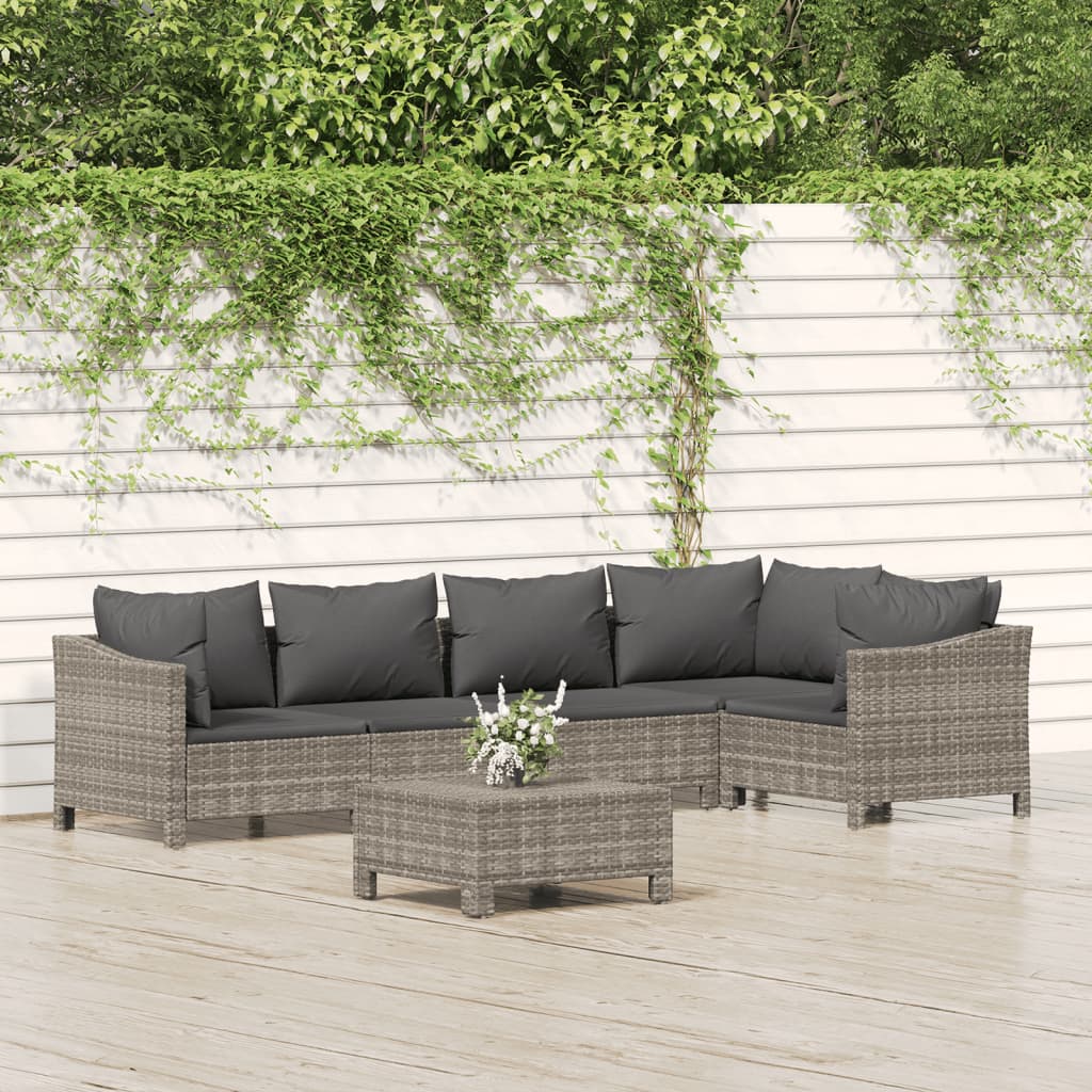 4 Piece Garden Lounge Set With Cushions Grey Poly Rattan