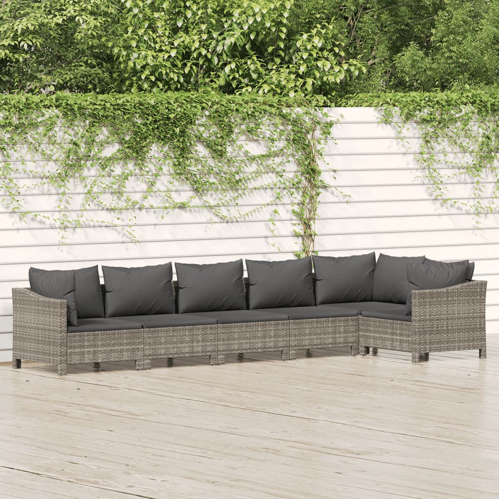 4 Piece Garden Lounge Set With Cushions Grey Poly Rattan
