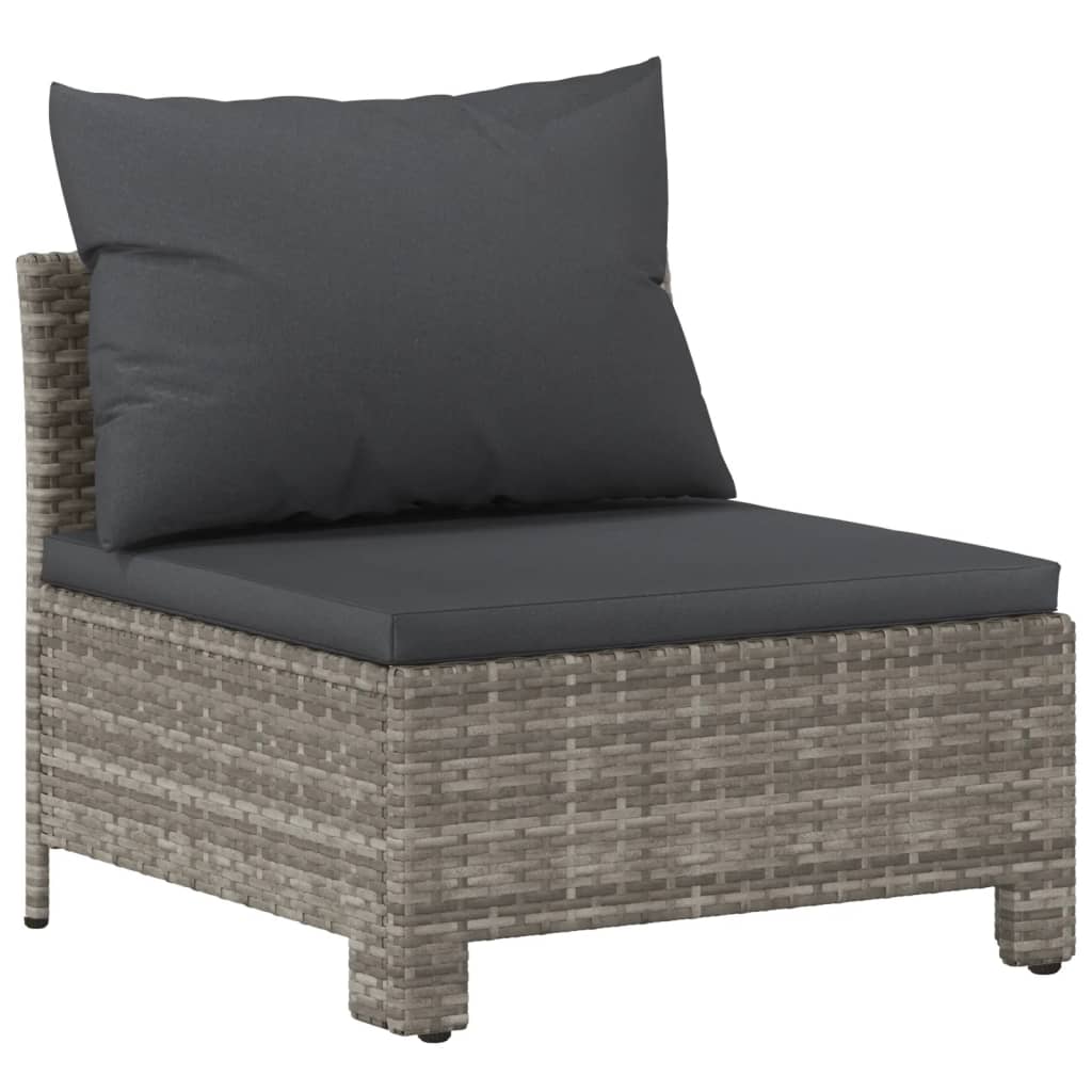 5 Piece Garden Lounge Set With Cushions Grey Poly Rattan