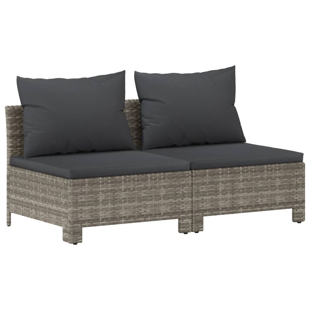 8 Piece Garden Lounge Set With Cushions Grey Poly Rattan
