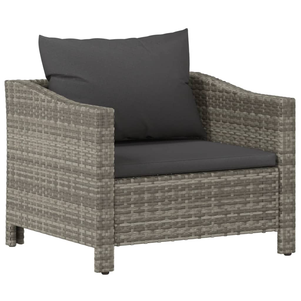 8 Piece Garden Lounge Set With Cushions Grey Poly Rattan