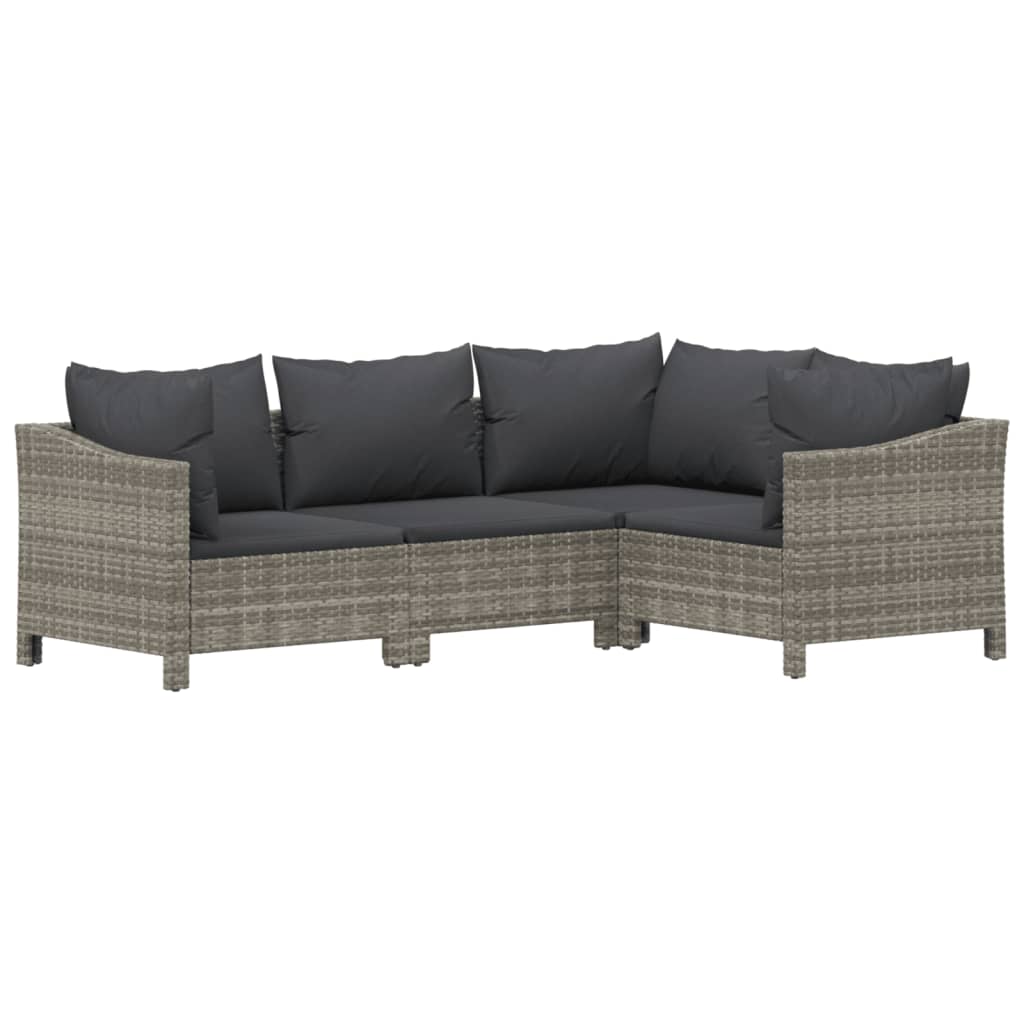 7 Piece Garden Lounge Set With Cushions Grey Poly Rattan