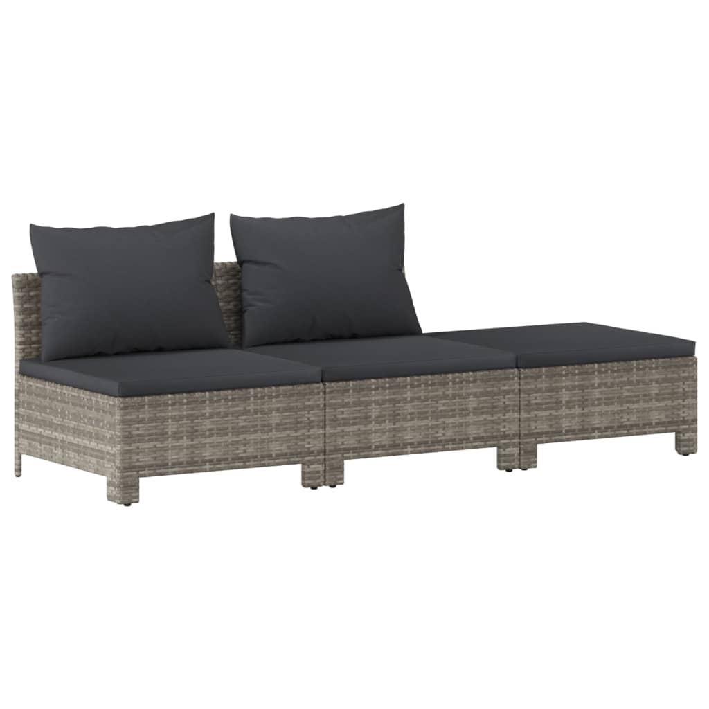 7 Piece Garden Lounge Set With Cushions Grey Poly Rattan