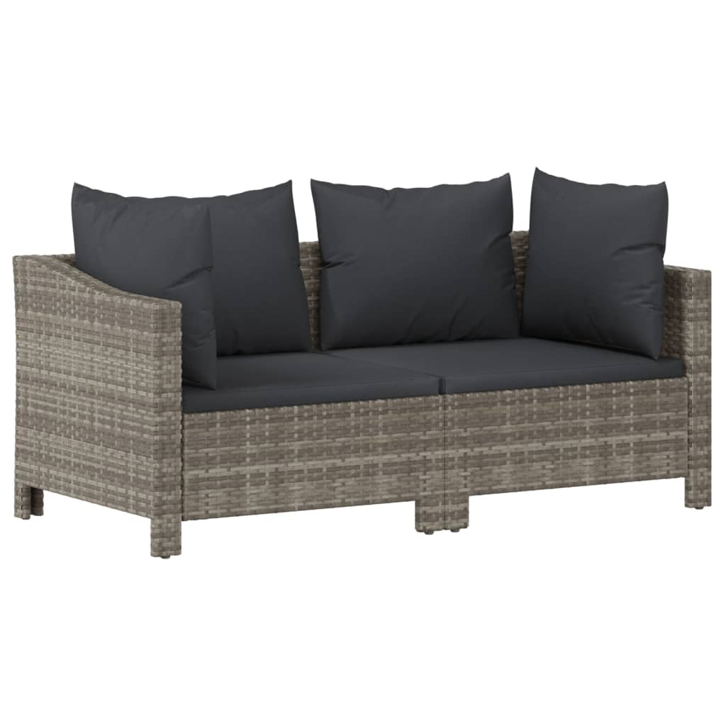 7 Piece Garden Lounge Set With Cushions Grey Poly Rattan