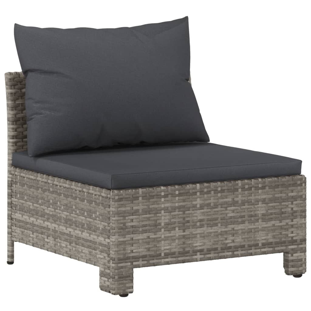7 Piece Garden Lounge Set With Cushions Grey Poly Rattan