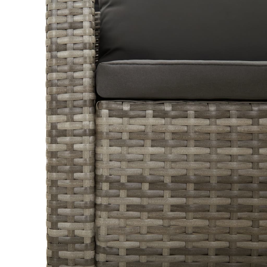 7 Piece Garden Lounge Set With Cushions Grey Poly Rattan