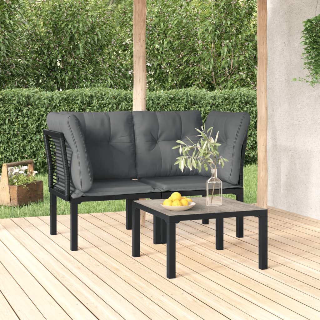 4 Piece Garden Lounge Set Black And Grey Poly Rattan