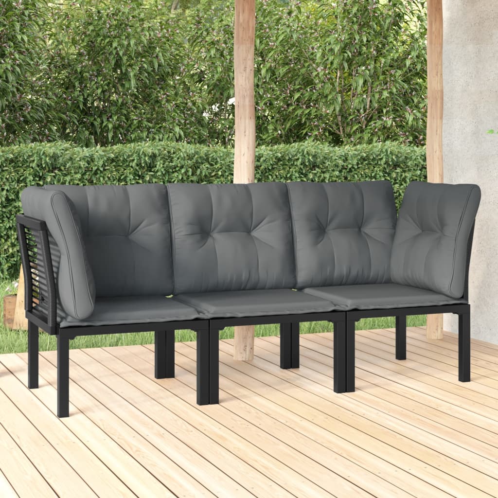 4 Piece Garden Lounge Set Black And Grey Poly Rattan